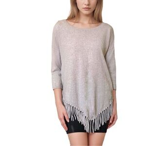 NWOT INC international concepts 3/4 sleeve fringe detail sweater size LG ❤️